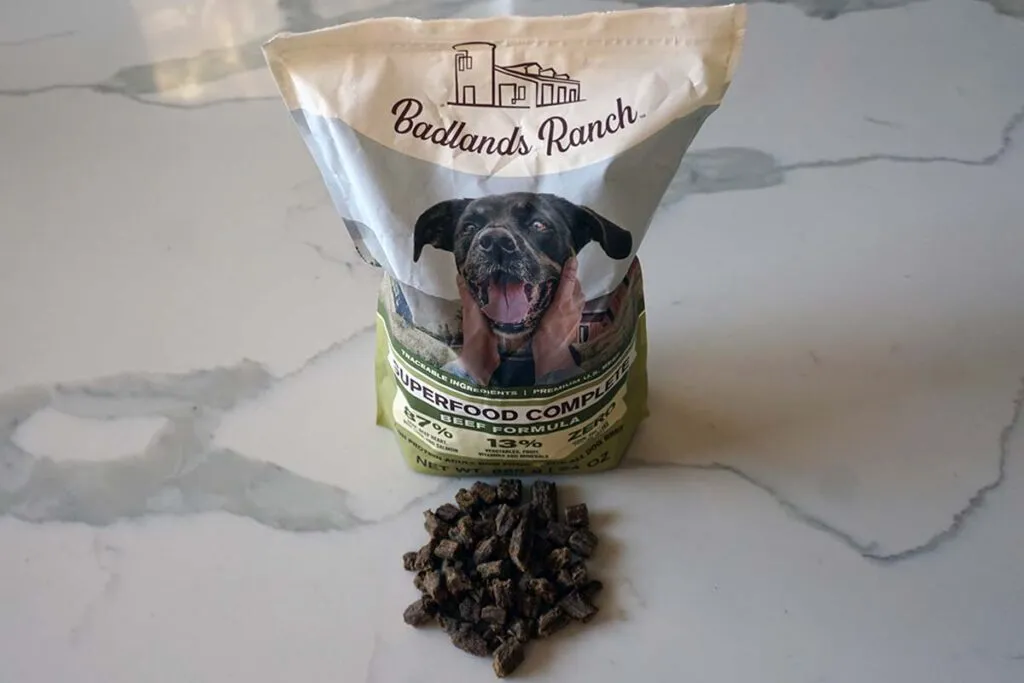 Happy Alaskan Klee Kai enjoying Badlands Ranch Superfood Complete