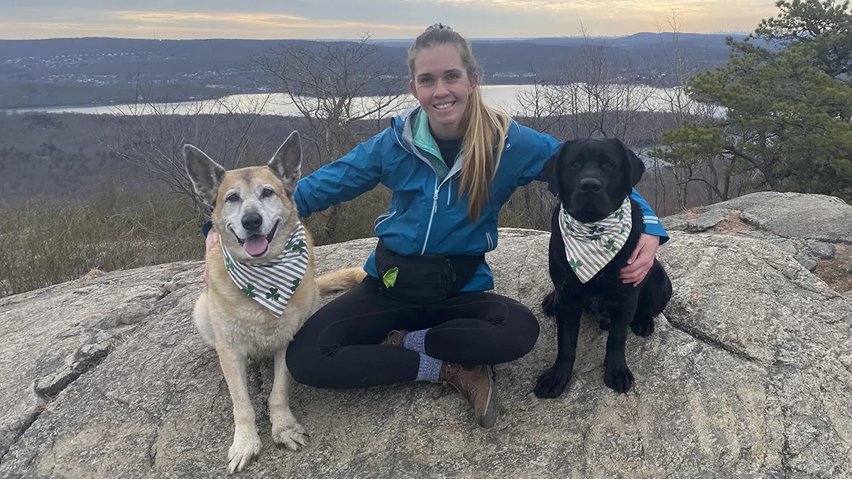 Heather Myers, LVT, shares comforting advice for pet sympathy cards with her dogs Hope and Sailor.