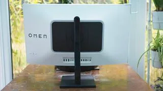 HP Omen Transcend 32 OLED monitor displaying a vibrant image, emphasizing its color accuracy and visual depth