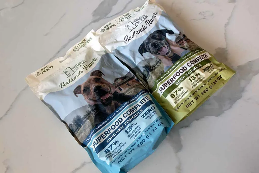 Human-grade ingredients used in Badlands Ranch Superfood dog food