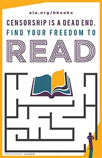 Illustration of a banned books week poster.