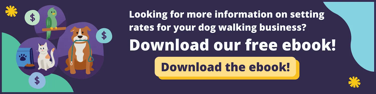 Illustration of a dog being walked by a professional