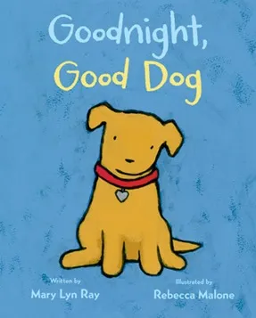 Illustration of a little dog looking out a window at the moon