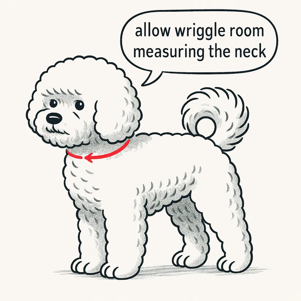 Illustration showing how to accurately measure your dog for a rolled leather collar