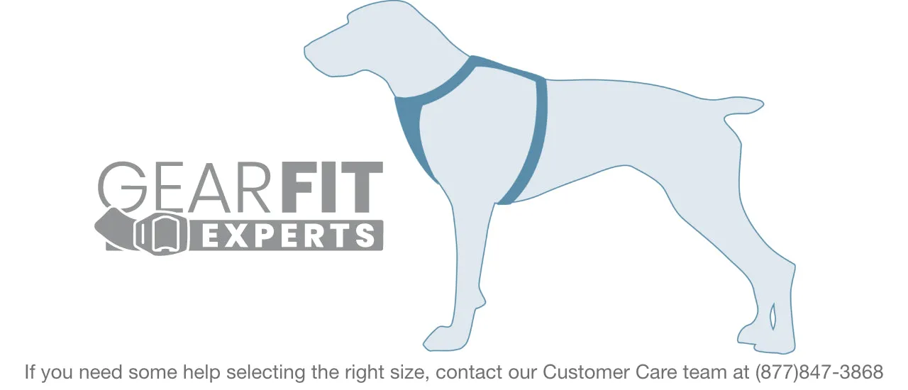 Impact Harness size chart showing weight ranges for small, medium, large, and X-large dogs.