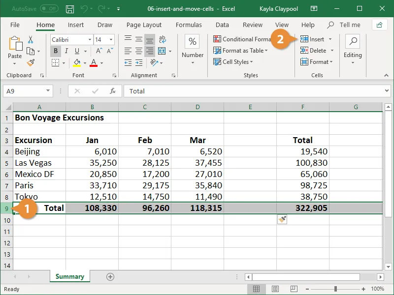 Insert Rows or Columns Button