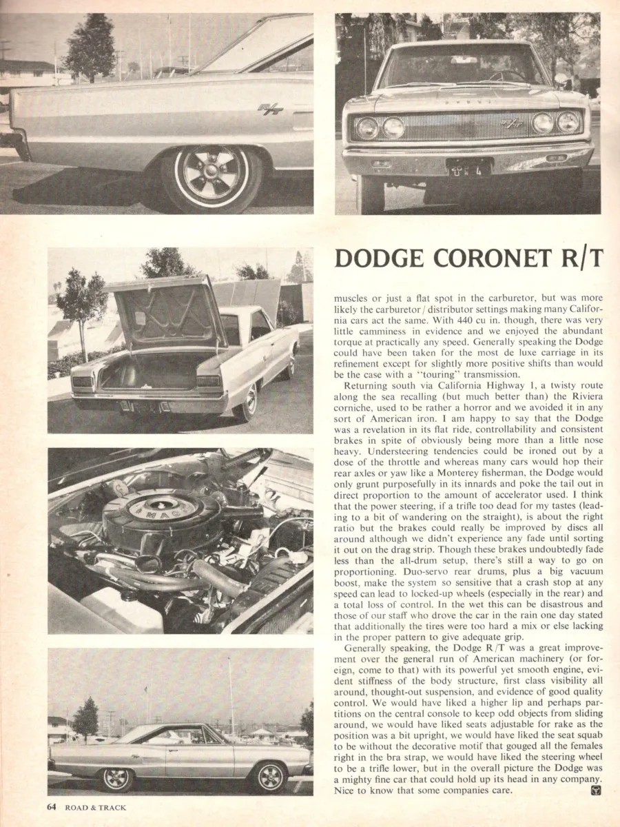 Interior view of a 1967 Dodge Coronet R/T, showing the dashboard, steering wheel, and seats.