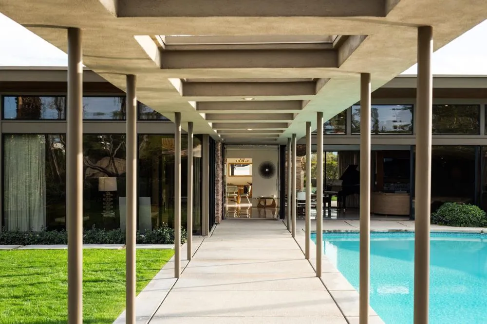 Interior view of the Frank Sinatra Twin Palms Estate, showcasing midcentury design