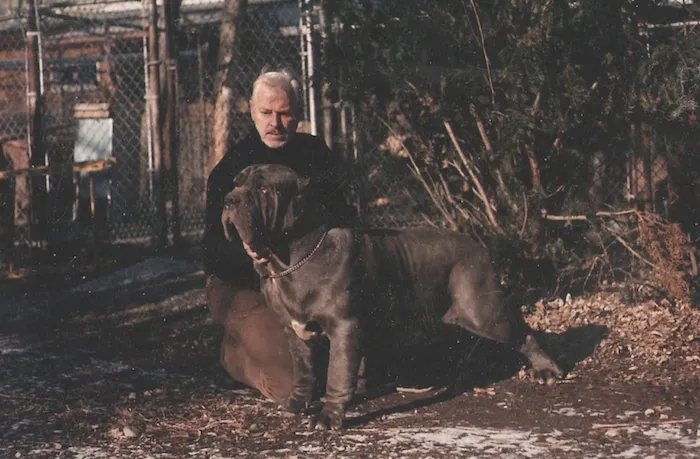 Jackson with "Sherman," a Neapolitan Mastiff. Deer Run imported its first Neos in the early 1980s.