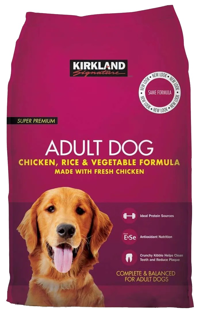 Kirkland Signature Lamb and Rice Dog Food bag showcasing product packaging