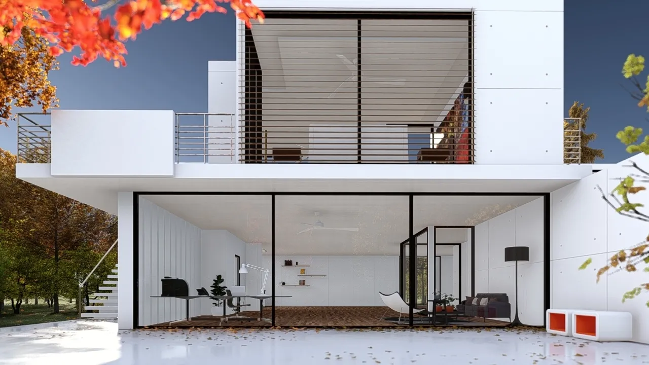 Lumion visualization of Villa Cabrera, showcasing graphics card performance for basic scene rendering