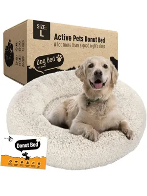 Luxurious Active Pets Plush Calming Donut Dog Bed, ideal for anxiety relief in large dogs