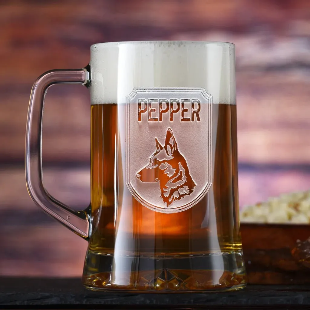Man's Best Friend Beer Mug, a personalized beer mug with a dog breed design, a festive Christmas present from dog to dad