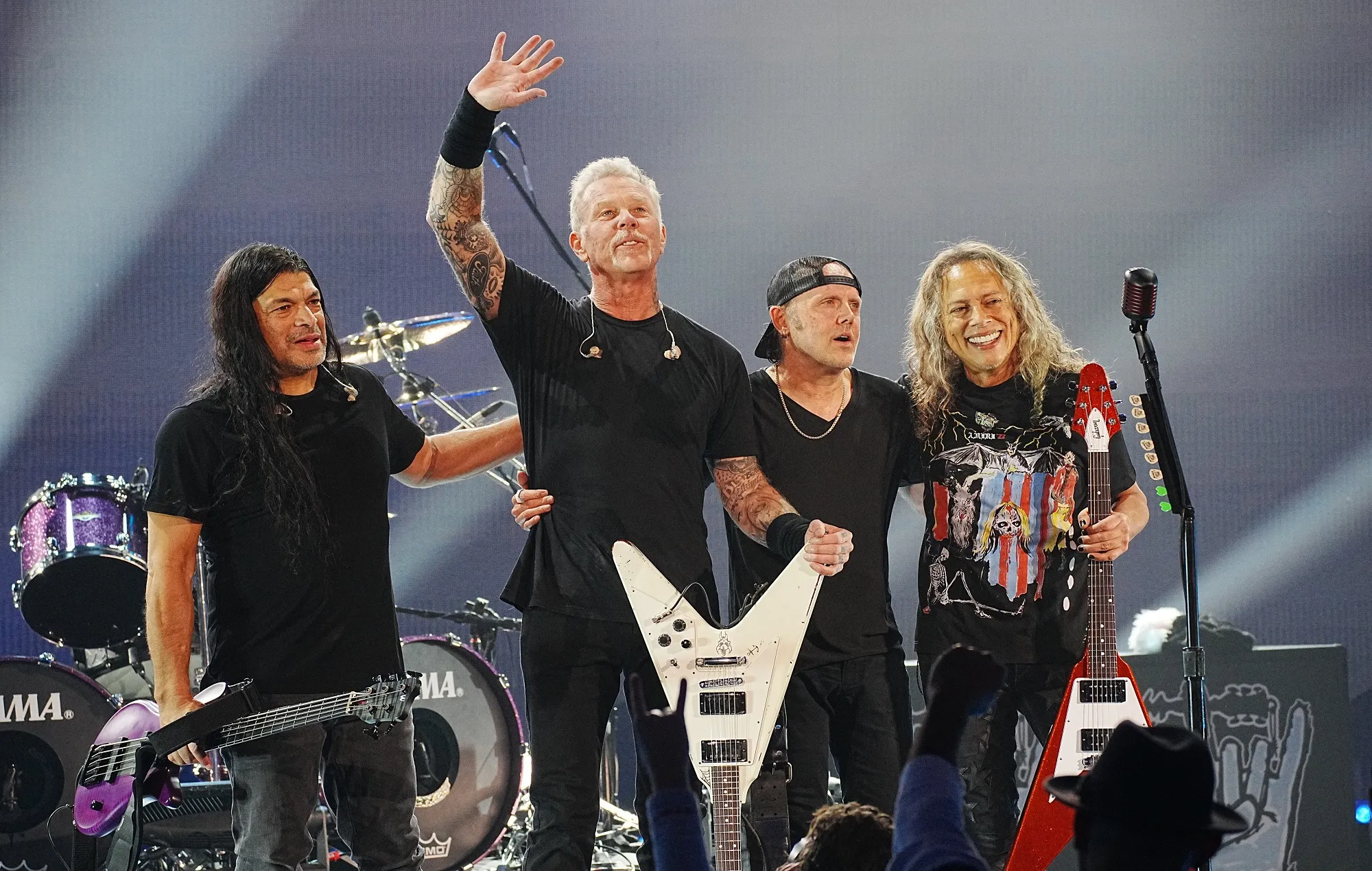 Metallica performing live on stage