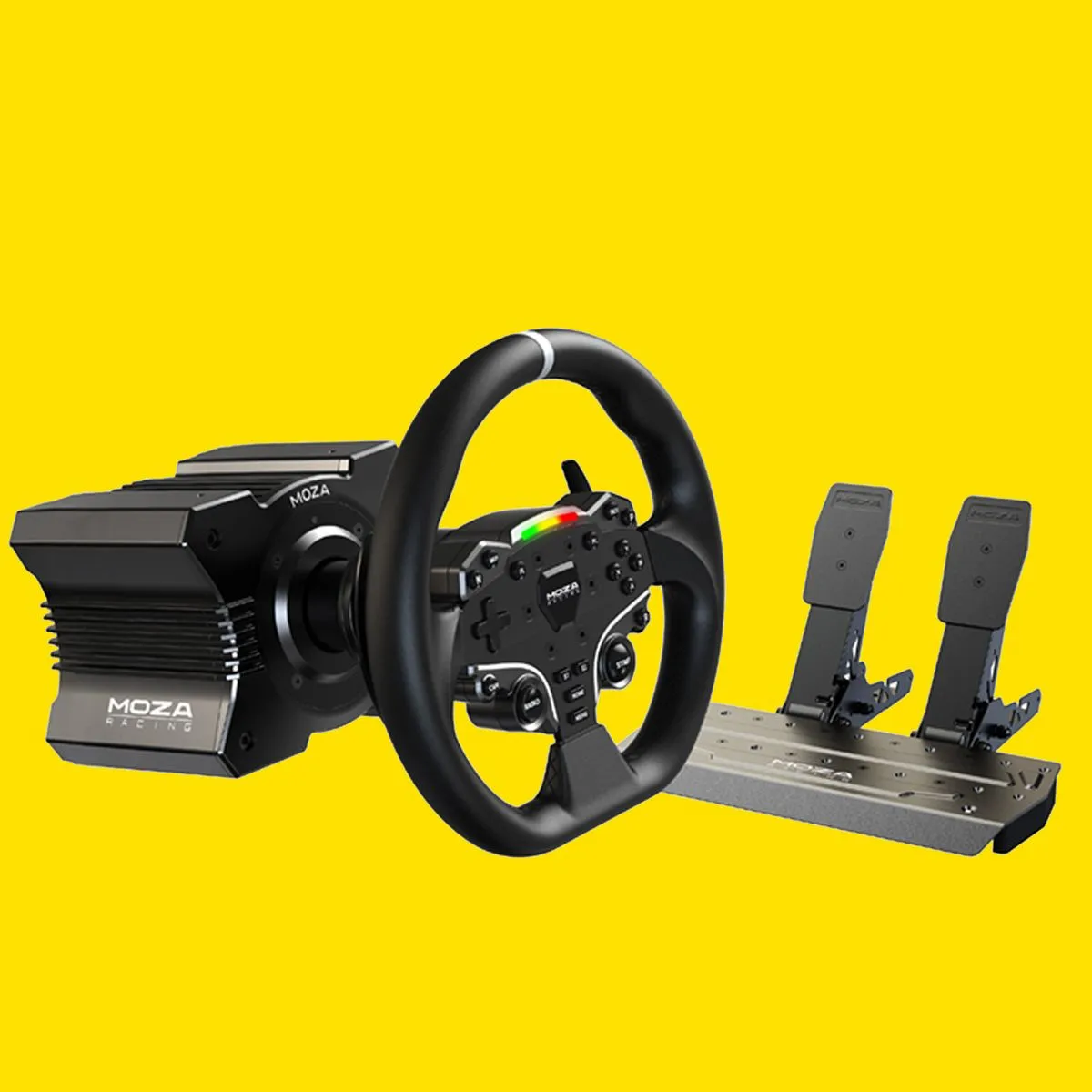 Moza R5 Bundle on a yellow background.