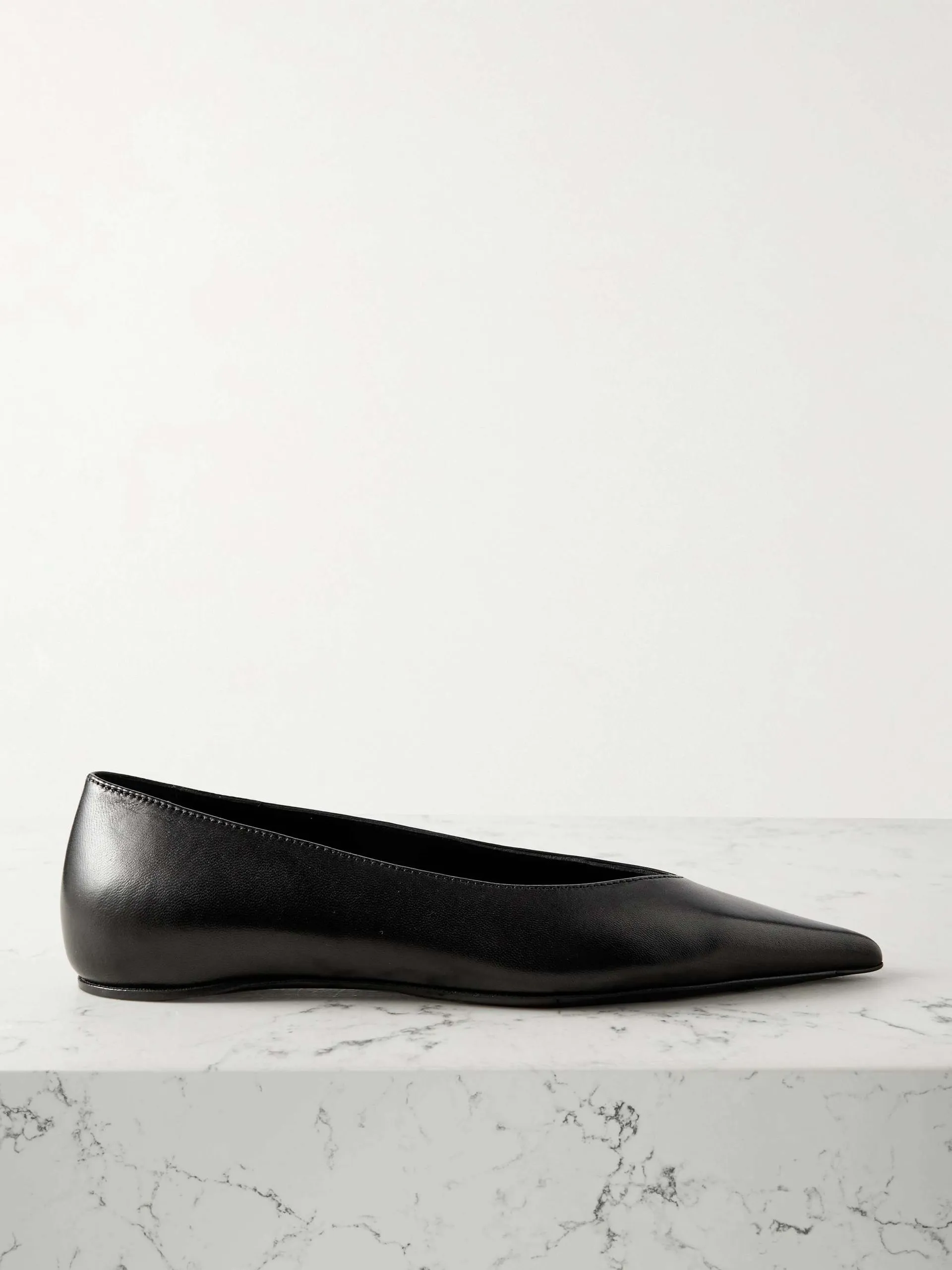 + Net Sustain the Asymmetric Ballerina Leather Point-Toe Flats