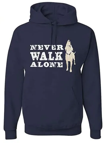 Never Walk Alone hoodie with dog paw graphic, a warm Christmas present from dog to dad