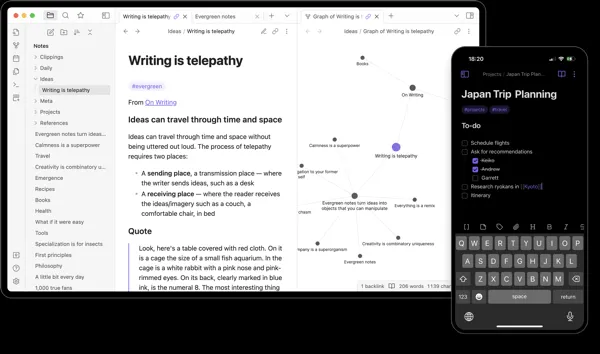 Obsidian interface showing file pane and writing area