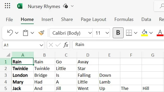 Open an Excel file with data