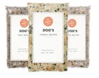 Packaging for The Farmer's Dog Subscription Dog Food, a fresh, customized meal option for 10-month-old puppies.