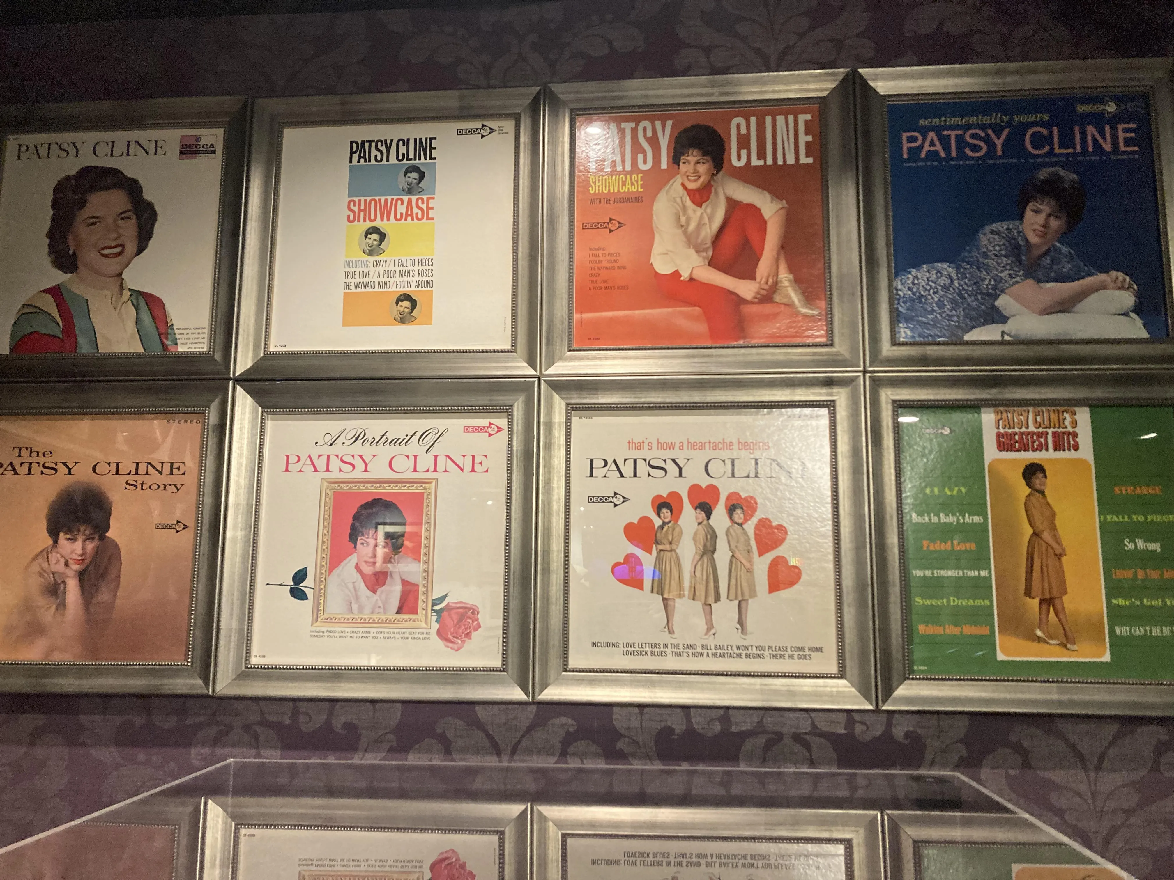 Patsy Cline's records displayed at the Patsy Cline Museum in Nashville