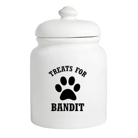 Personalized dog treat jar with dog's name