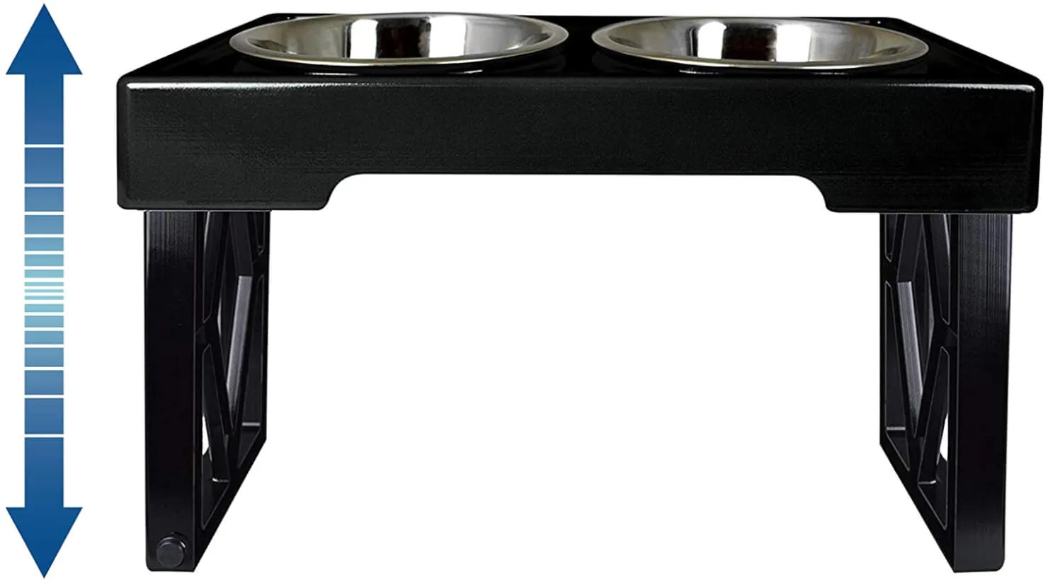 Pet Zone Designer Diner Adjustable Elevated Dog Bowls in use.