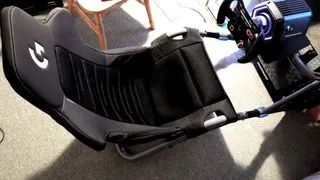Playseat Trophy Logitech Edition with Thrustmaster wheel and pedals set-up