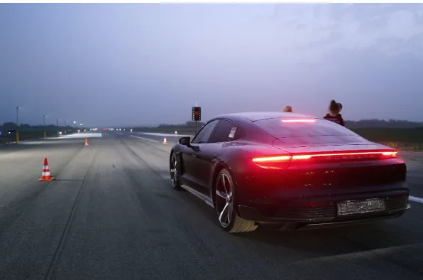 Porshe Taycan from the back view
