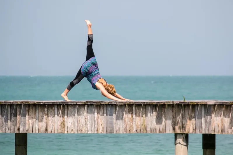 Practicing yoga with a stunning ocean backdrop at Song Saa