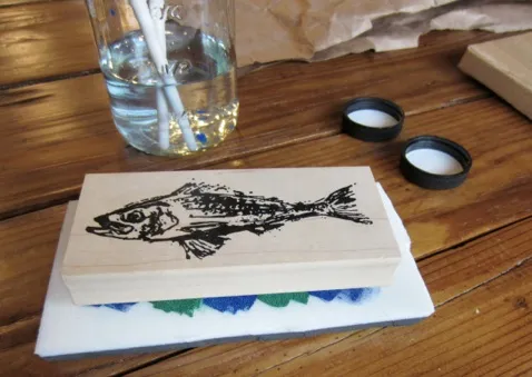Press Rubber Stamp into Ink