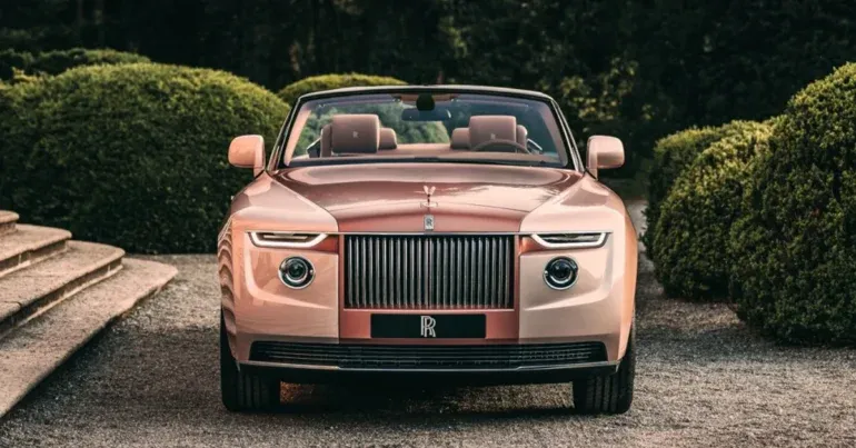 Rare Rolls-Royce Boat Tail showcasing its marine-inspired design and iconic rear deck that opens to reveal a luxurious picnic suite.