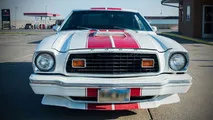 Rear view of a Ford Mustang Cobra II showing the hatch and spoiler