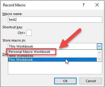 Record a global macro in Excel