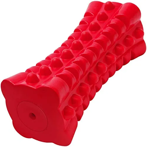 Red cuboid Vanfine indestructible squeaky dog toy for small aggressive chewers