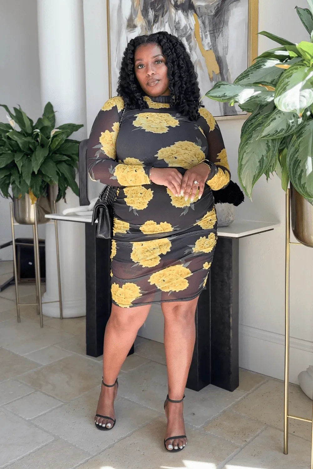 Ruched Midi Bodycon Dress
