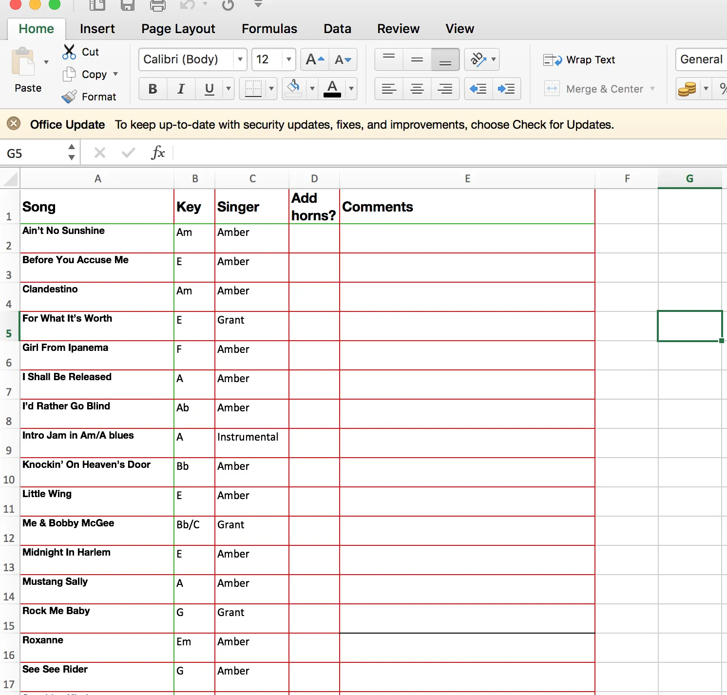 Sample showing gridlines