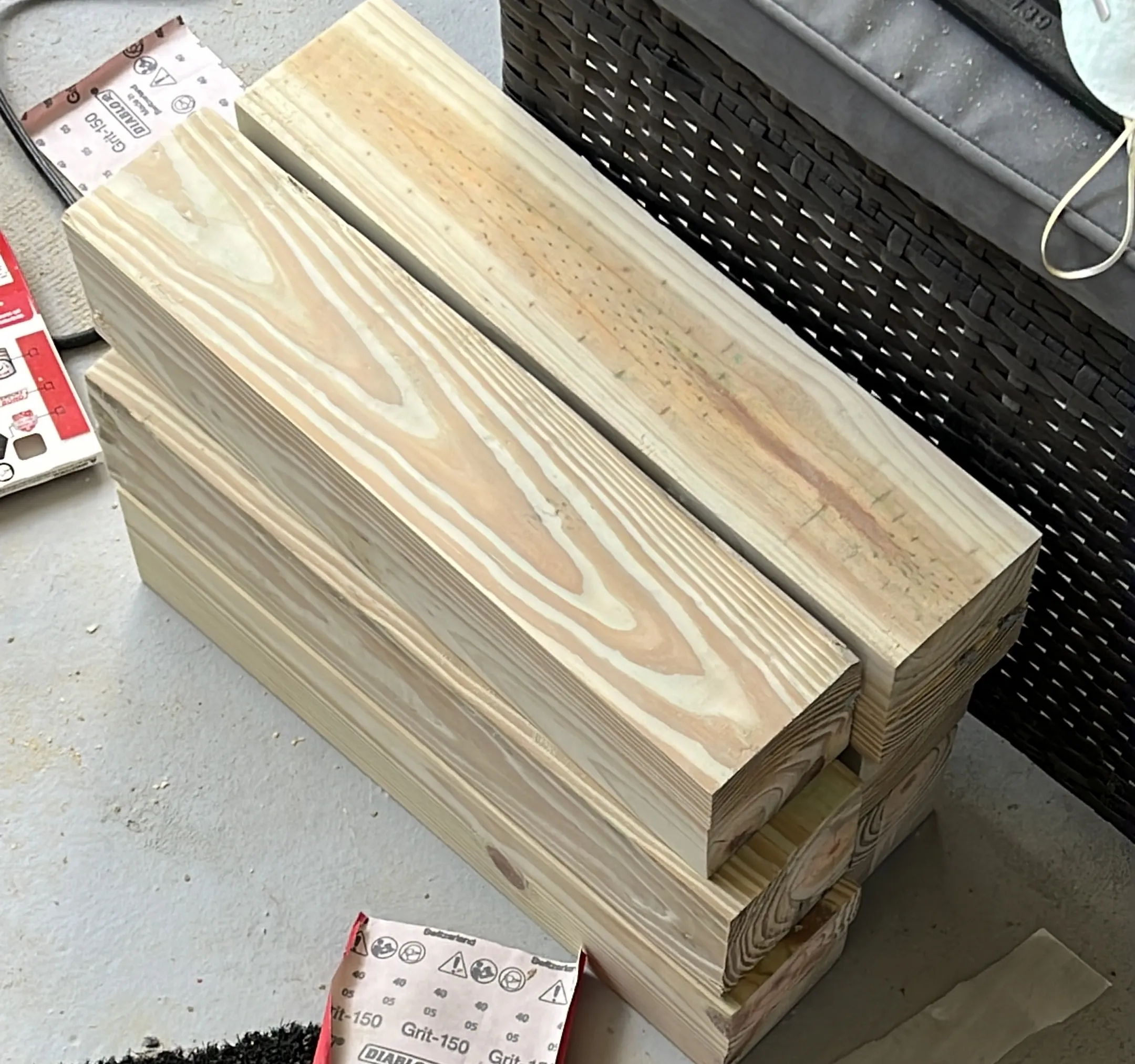 Sanded wood for the couples gaming desk base