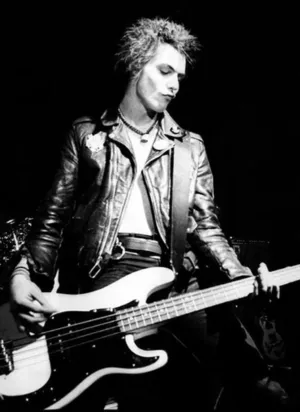 Sid Vicious, Sex Pistols bassist, embodying punk rock rebellion