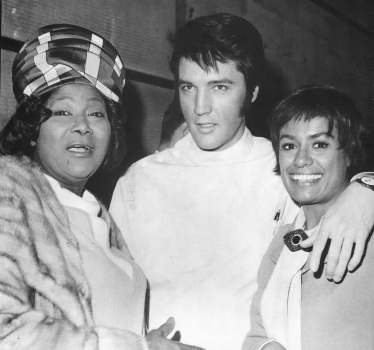 So much talent in this picture - the great Mahalia Jackson visited the set of Change of Habit and here she is with Elvis and Barbara McNair.
