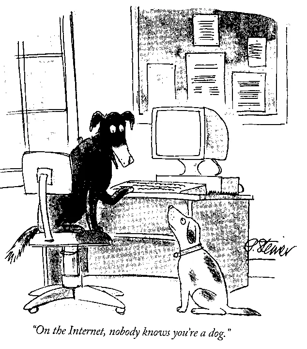 Text saying On the internet, nobody knows you're a dog