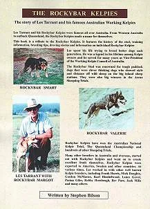The back cover of the Rockybar Kelpies book showing a dog.