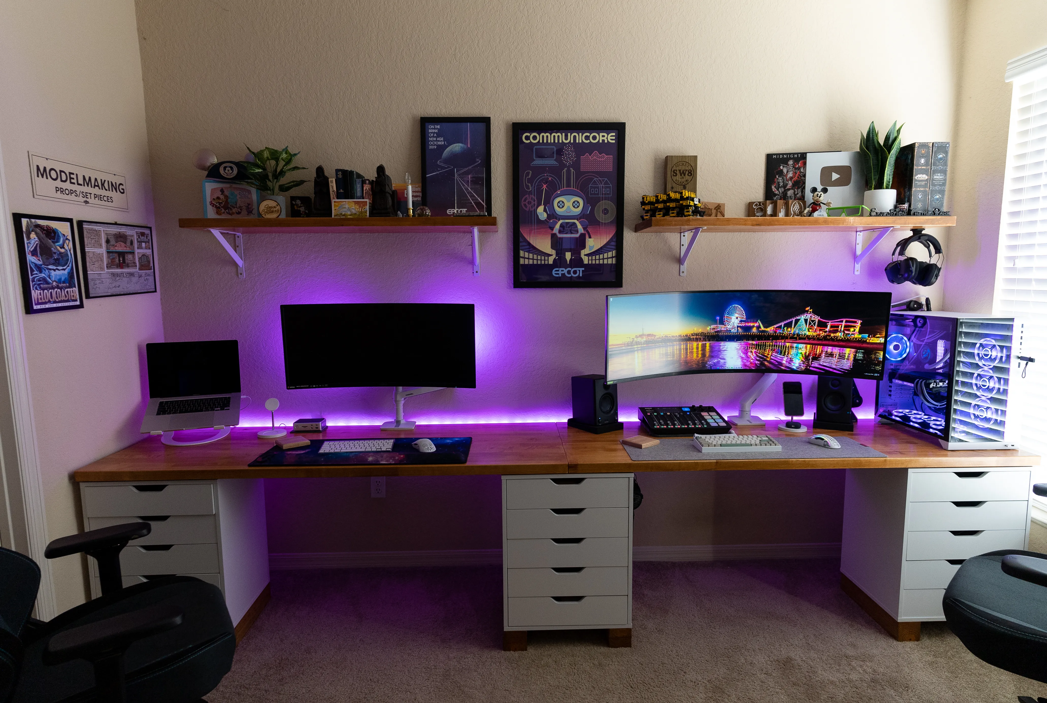The final couples gaming desk in the daytime
