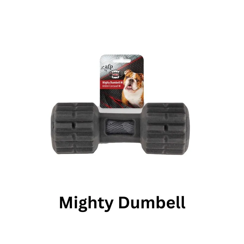 The Mighty Rex Mighty Dumbbell toy, designed for strong chewers.