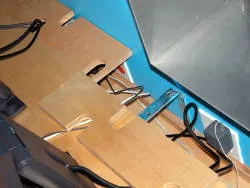 Trough at back of desk - open