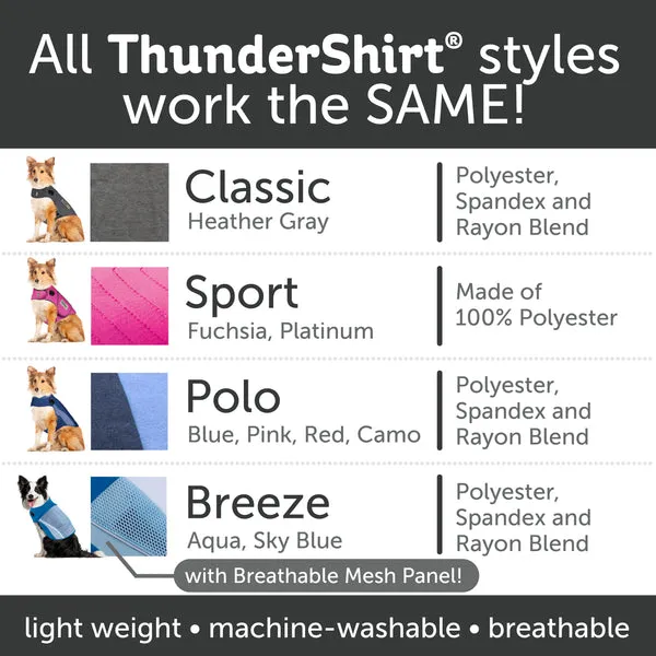 Various styles of Thundershirts for dogs displayed together