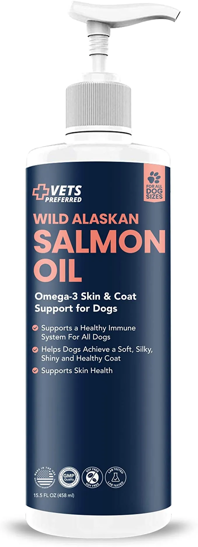 Vets Preferred Wild Alaskan Salmon Oil for dogs, a veterinarian-grade fish oil supplement