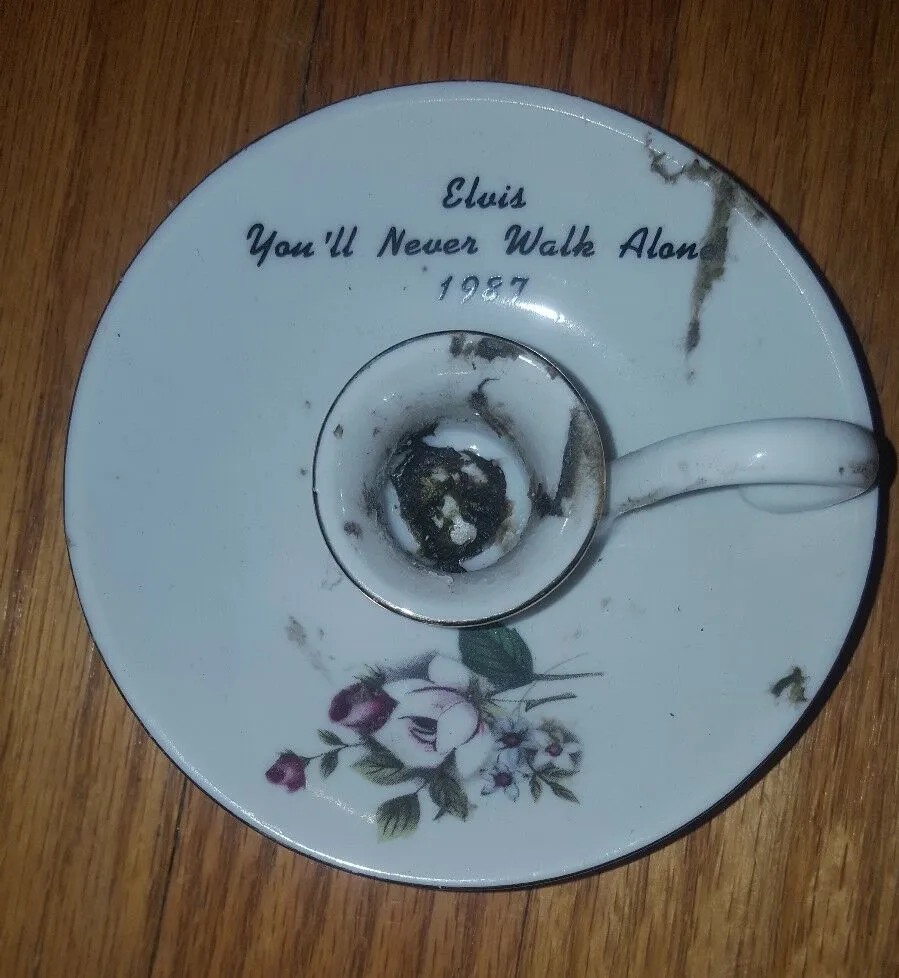 Vintage candle holder with You'll Never Walk Alone inscription