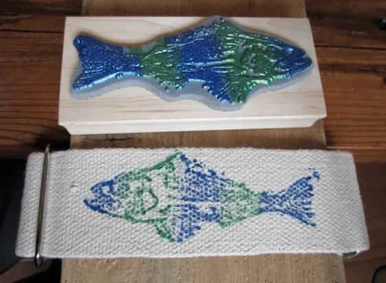 Viola! The fish is stamped onto the hemp dog collar.