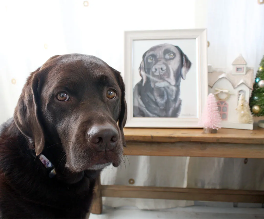Watercolor portrait of a dog